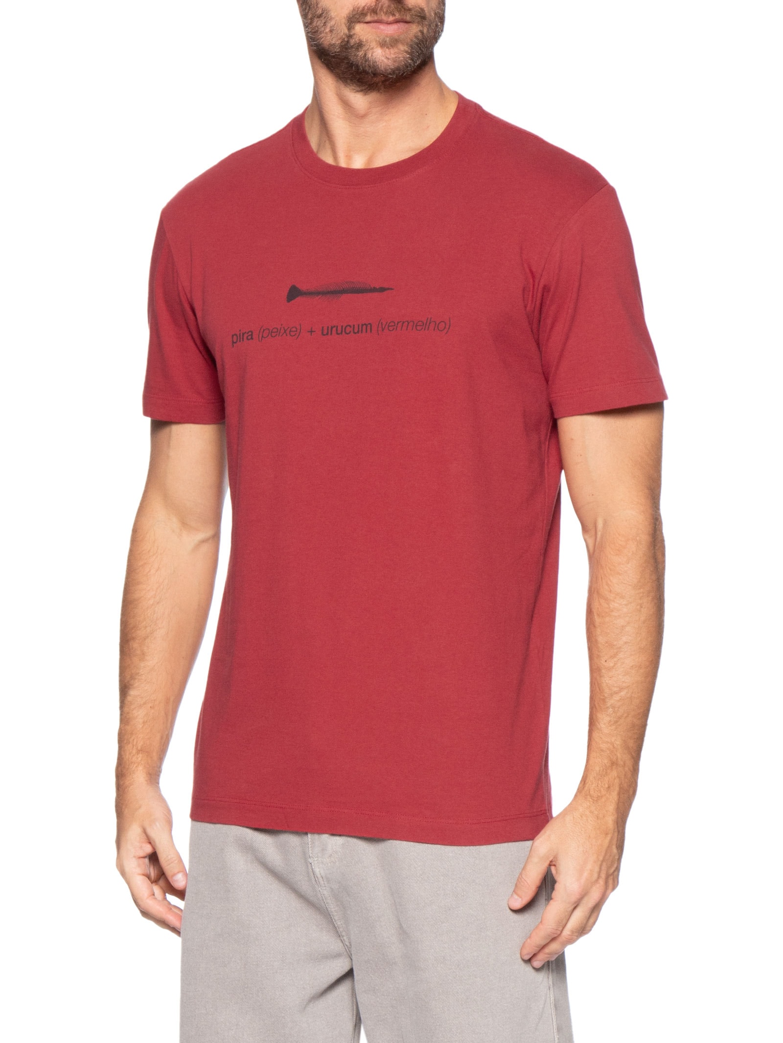 Camiseta Masculina Mnaga Curta Vintage Pira Urucum – Vermelho Osklen