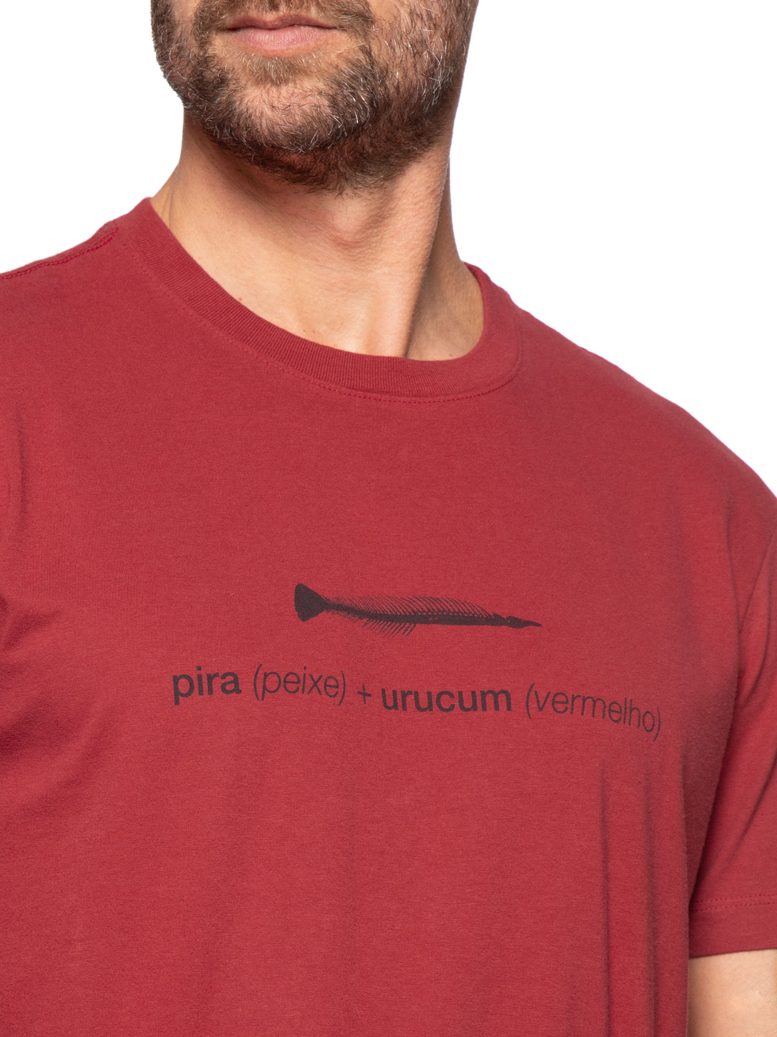 Camiseta Masculina Mnaga Curta Vintage Pira Urucum – Vermelho Osklen