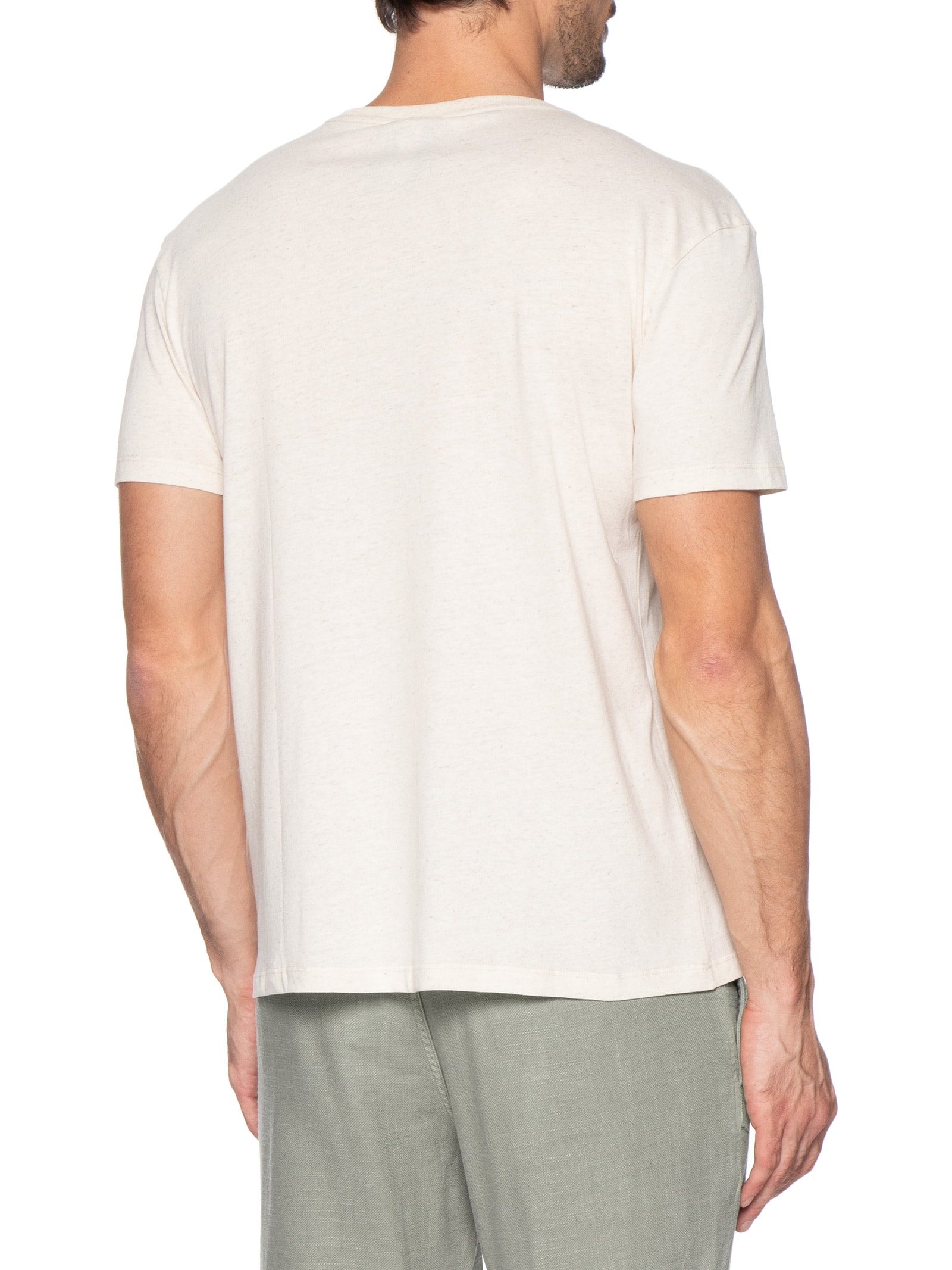 Camiseta Masculina Natural Linho Com Bolso Bege Reserva