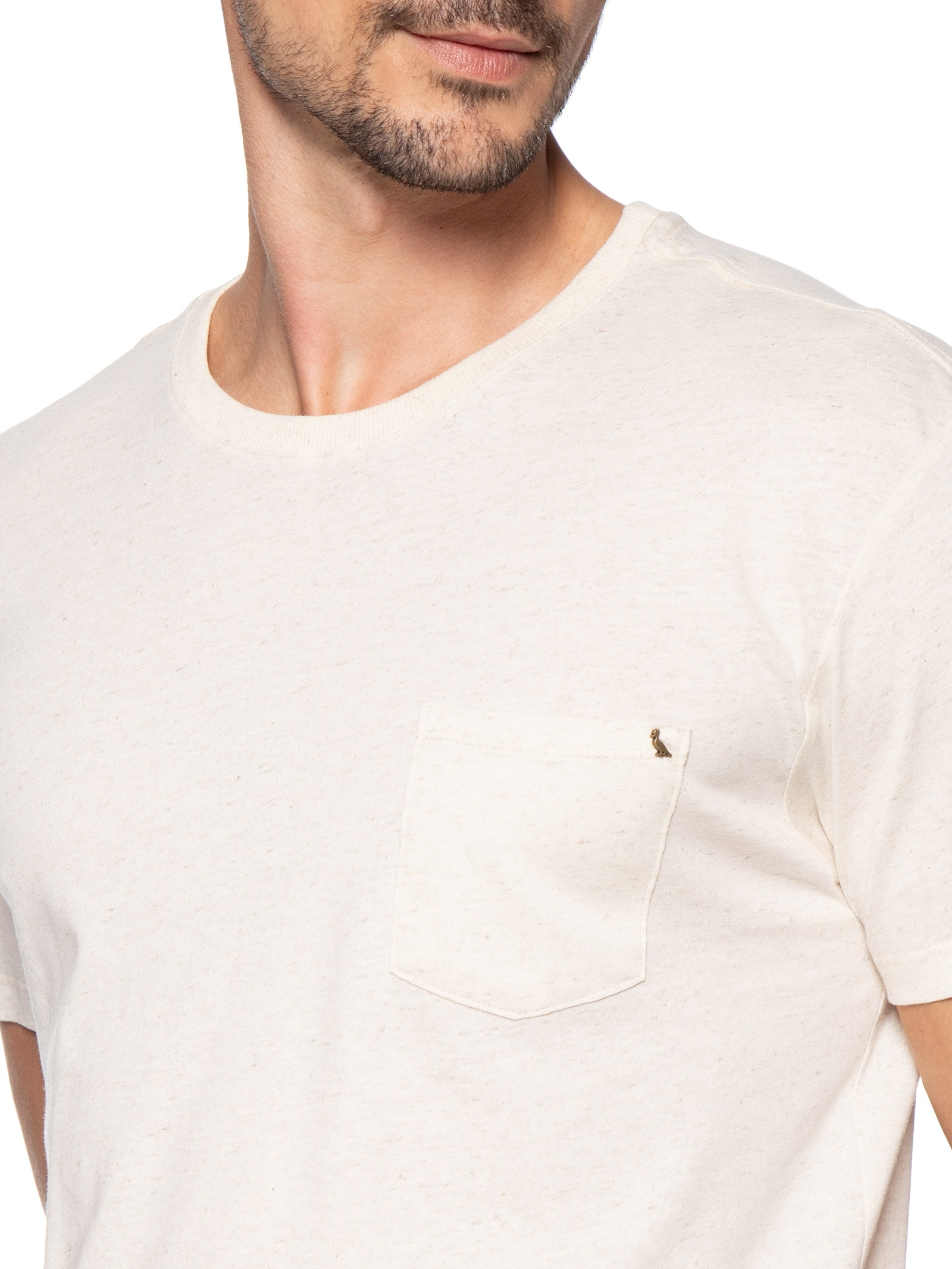 Camiseta Masculina Natural Linho Com Bolso Bege Reserva