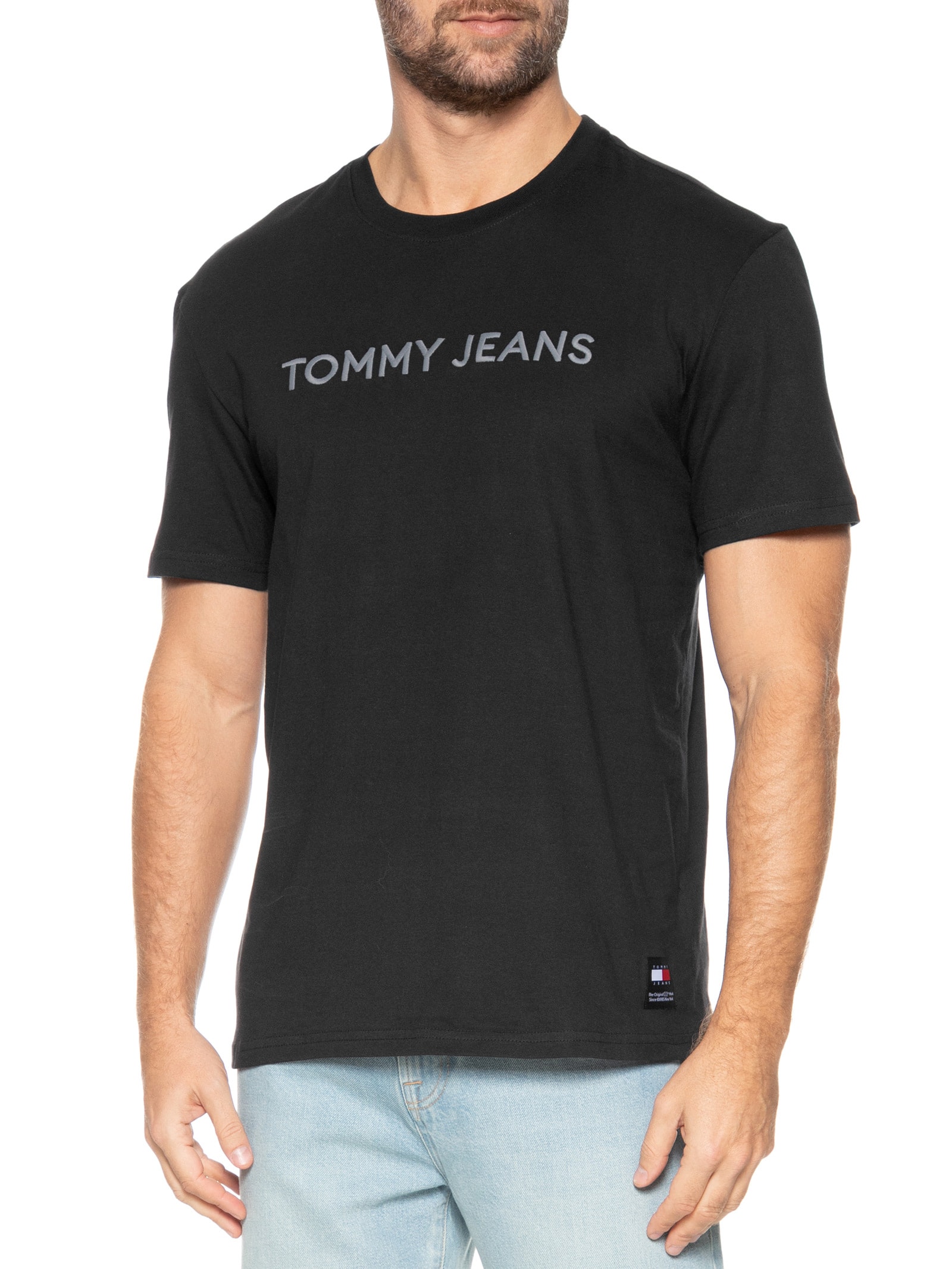 Camiseta Masculina New Classic Regular Fit Em Algodão Preto Tommy Jeans