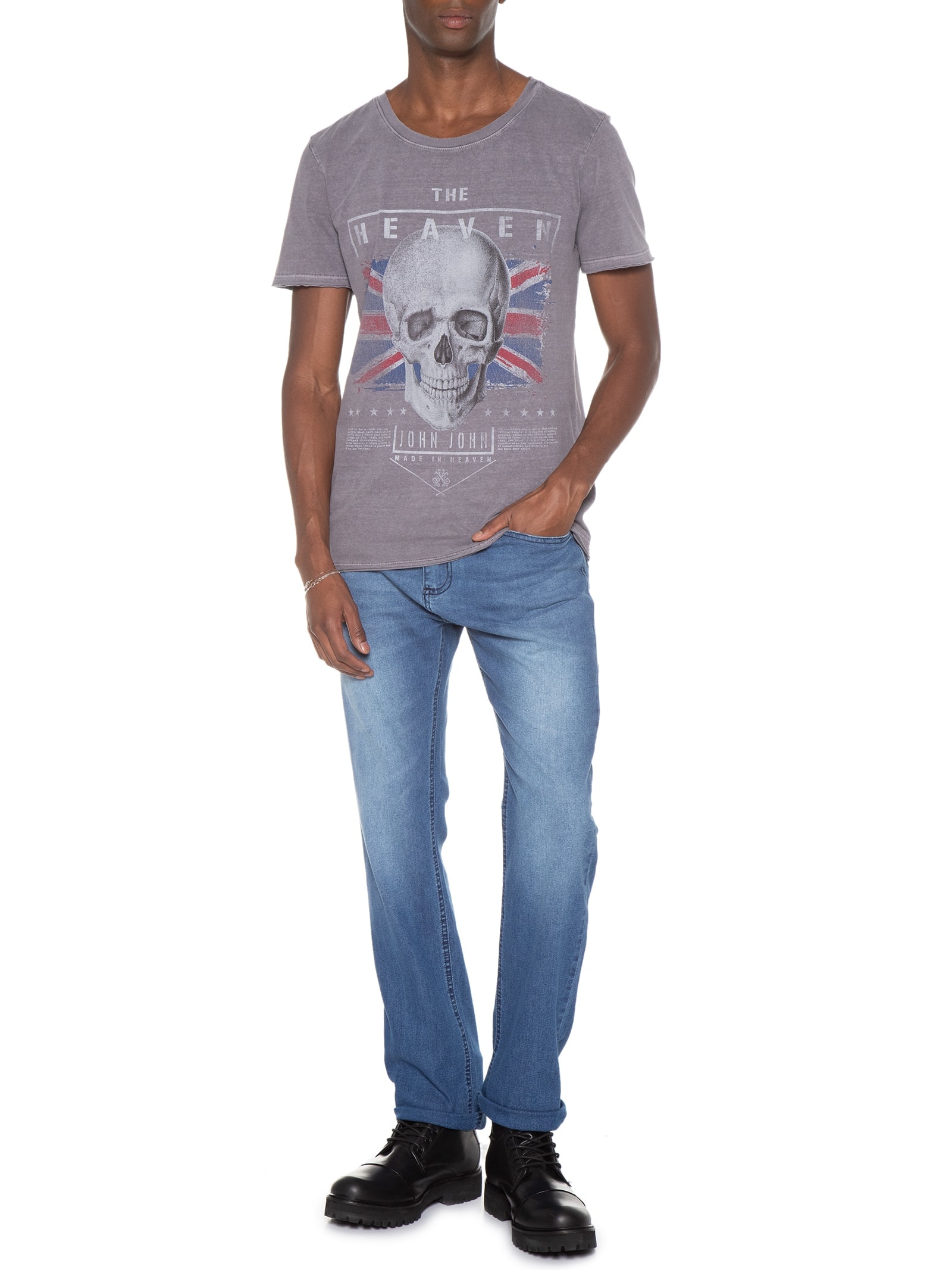 Camiseta Masculina Nsl Uk Heroes Cinza John John