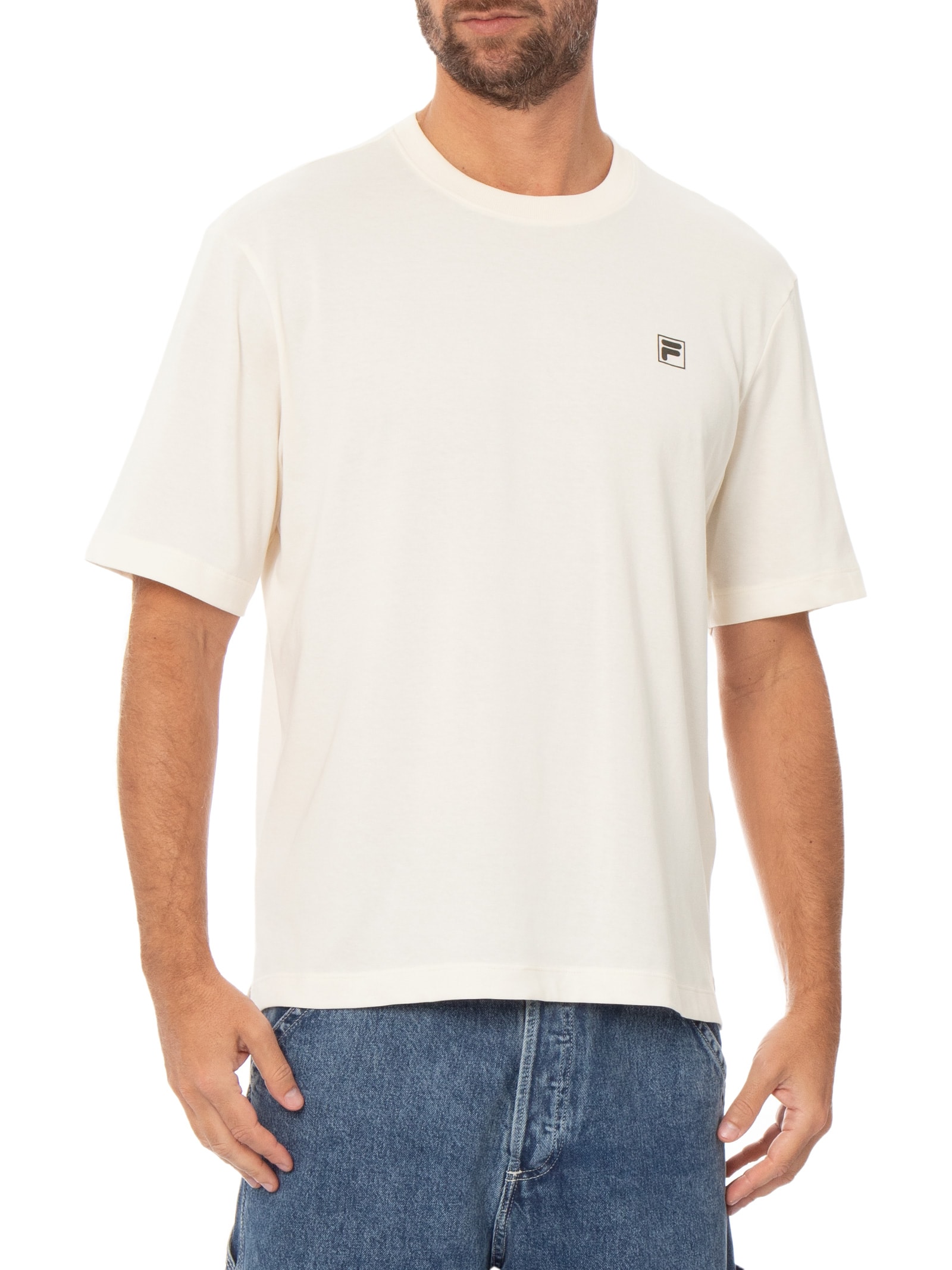 Camiseta Masculina Over Box Soft Blend Off White Fila