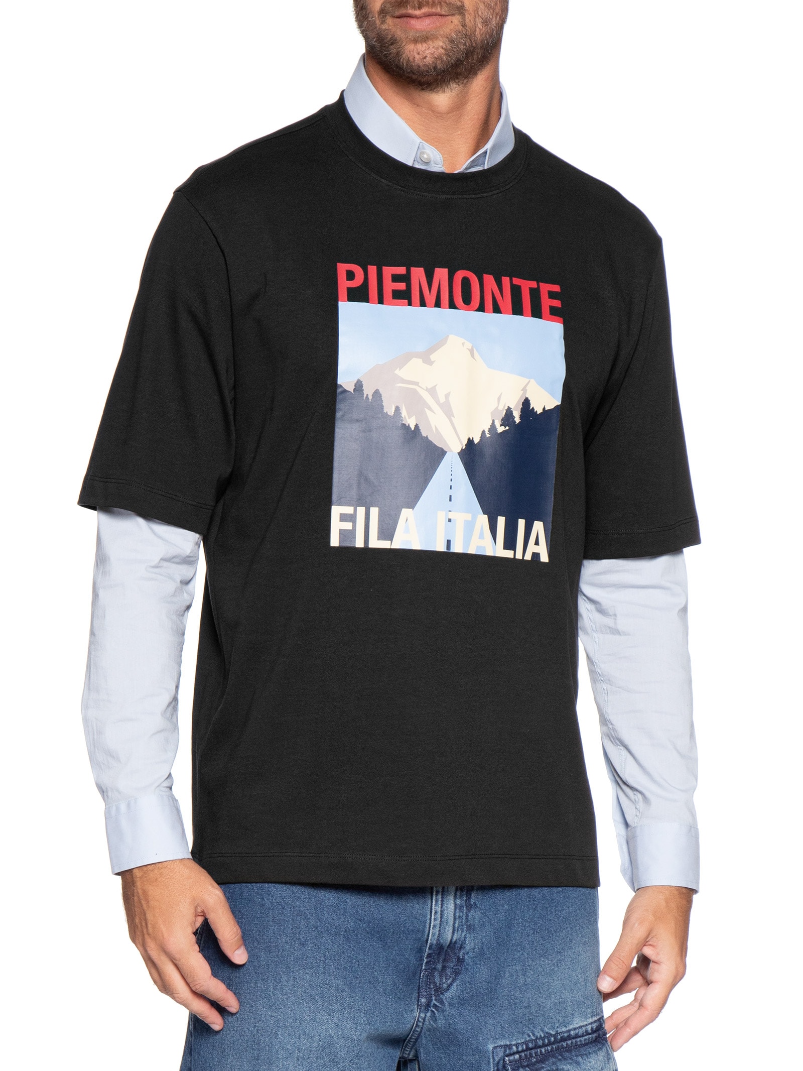 Camiseta Masculina Over Piemonte Preto Fila