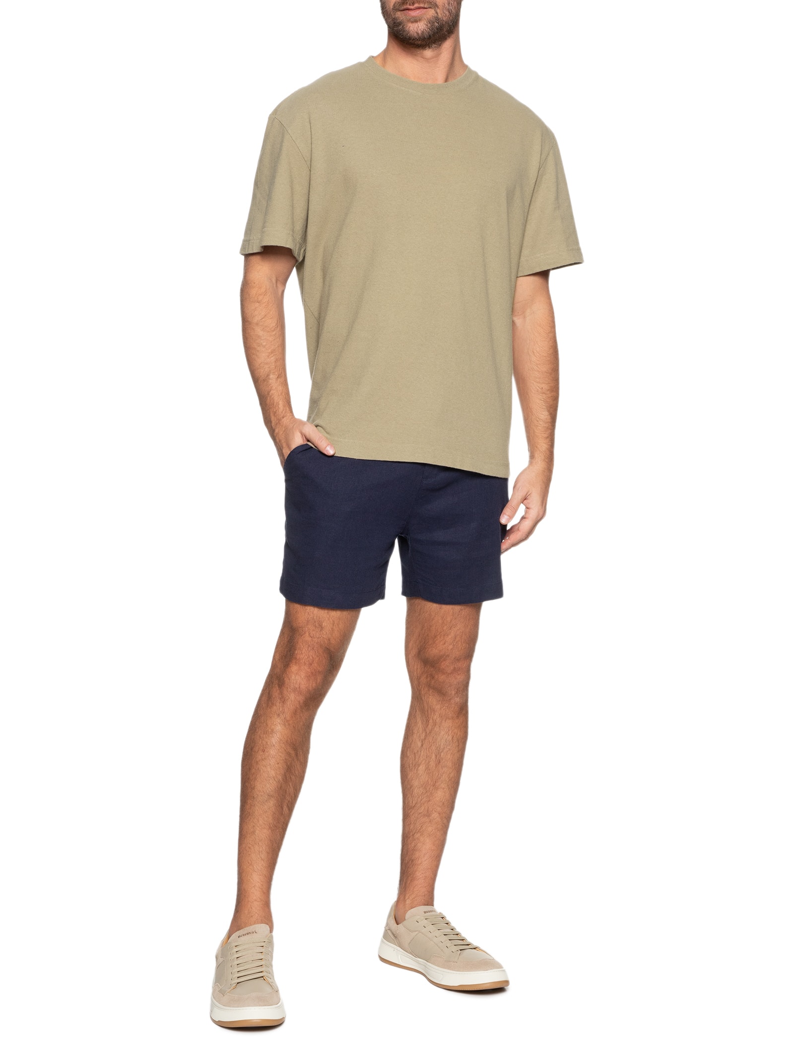 Camiseta Masculina Over Recycled Yoke Manga Curta Marrom Osklen