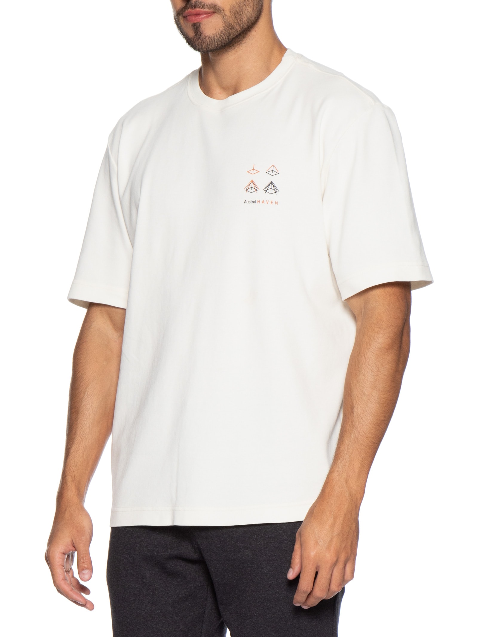 Camiseta Masculina Oversized Estampa Haven Branco Austral
