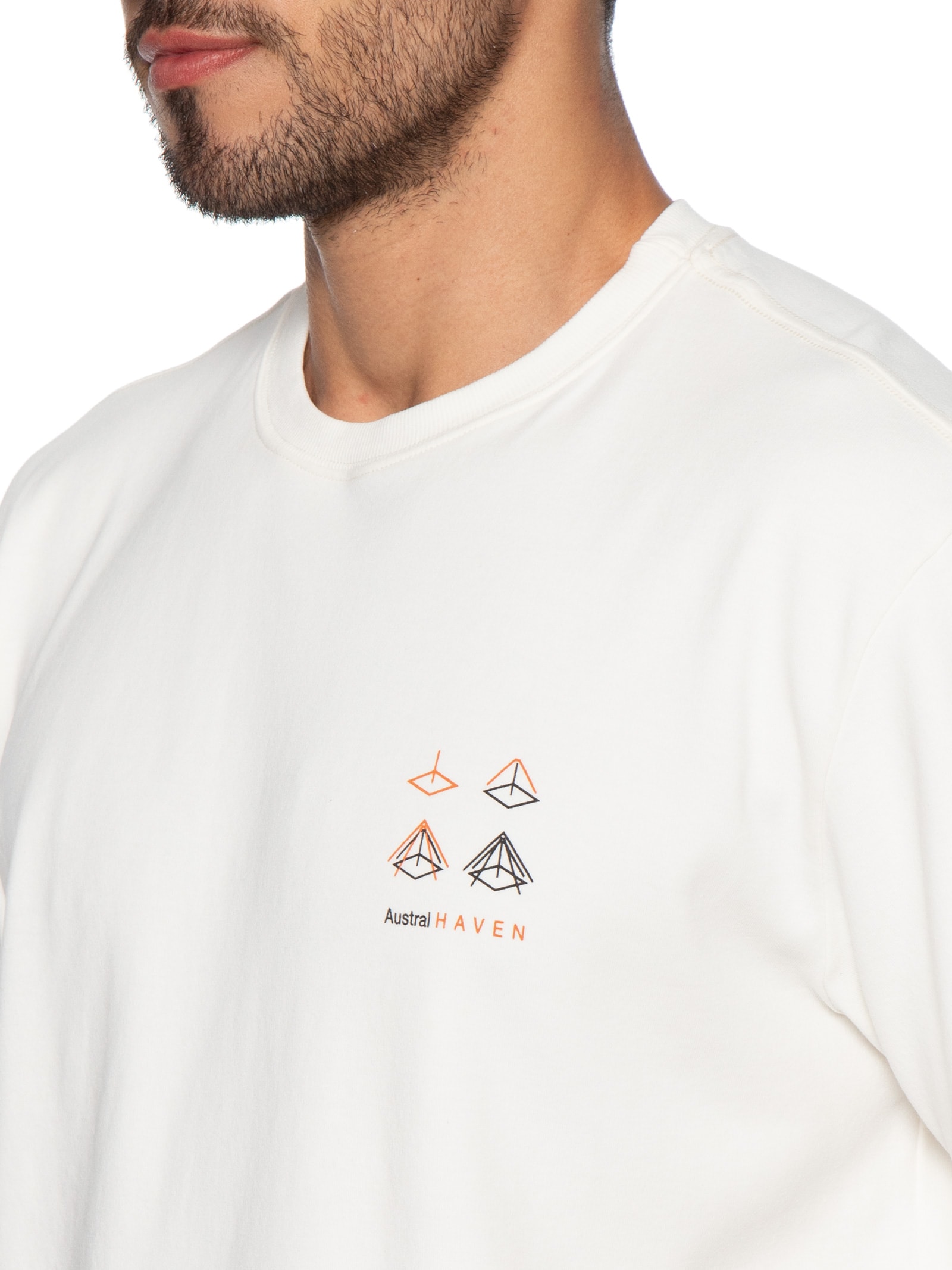 Camiseta Masculina Oversized Estampa Haven Branco Austral