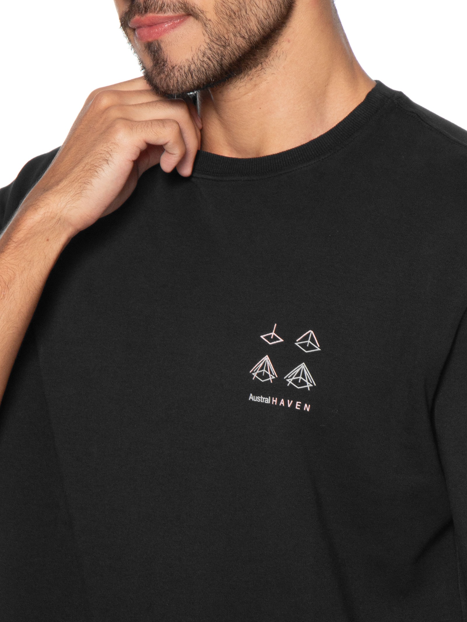 Camiseta Masculina Oversized Estampa Haven Preto Austral