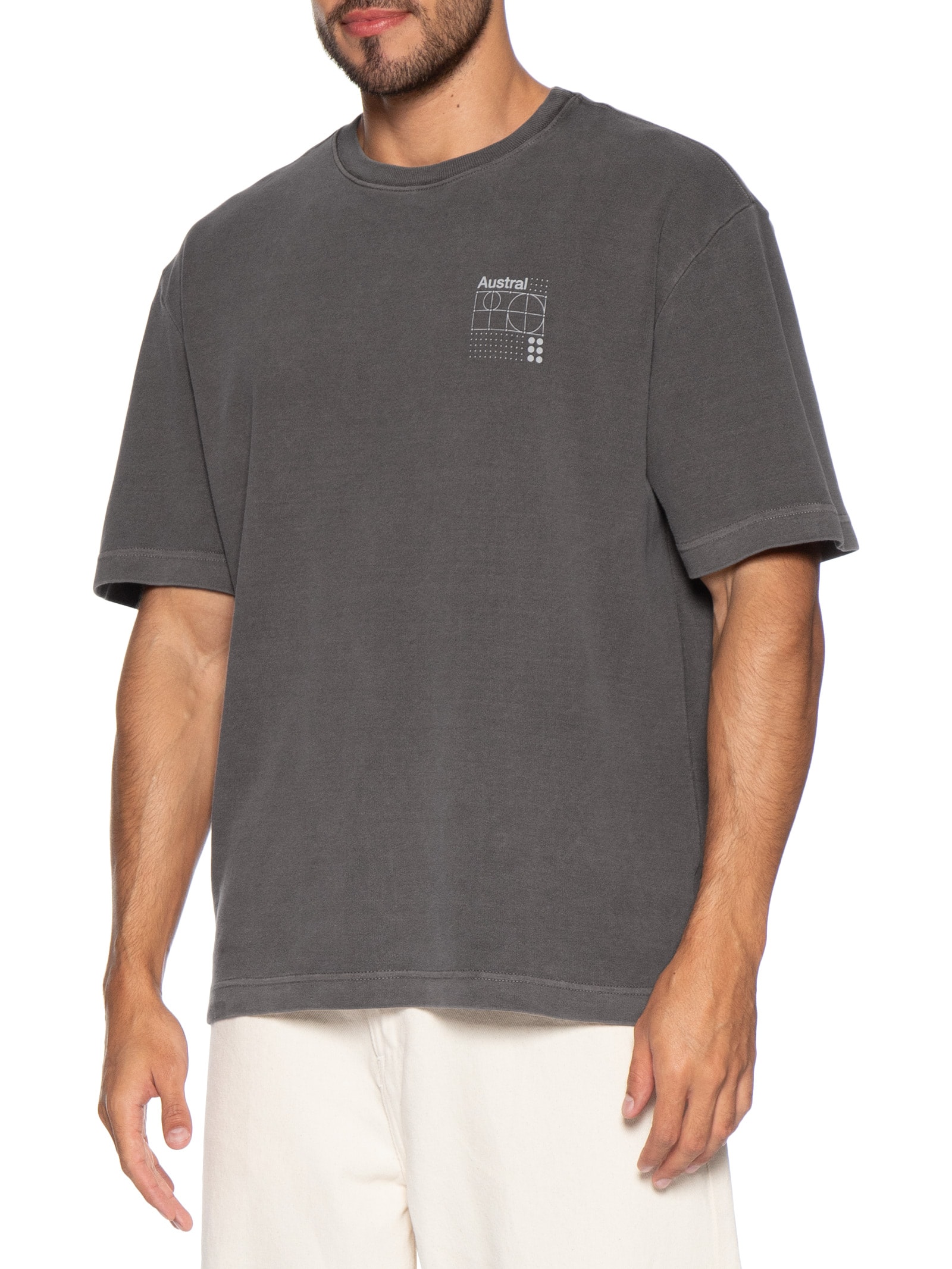 Camiseta Masculina Oversized Estampa Tech Marrom Austral