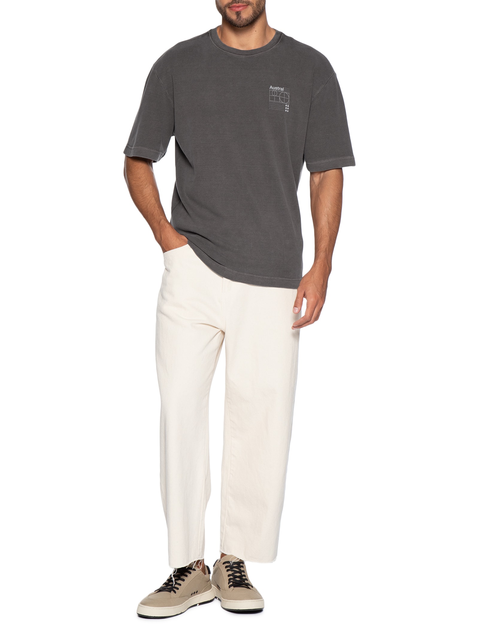 Camiseta Masculina Oversized Estampa Tech Marrom Austral