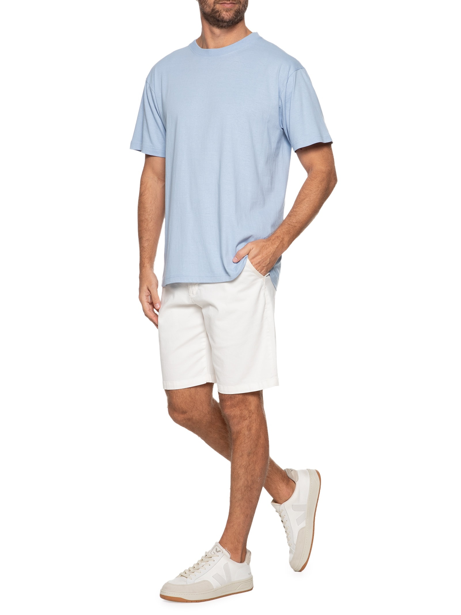 Camiseta Masculina Oversized Gola Redonda Azul Basiq Men