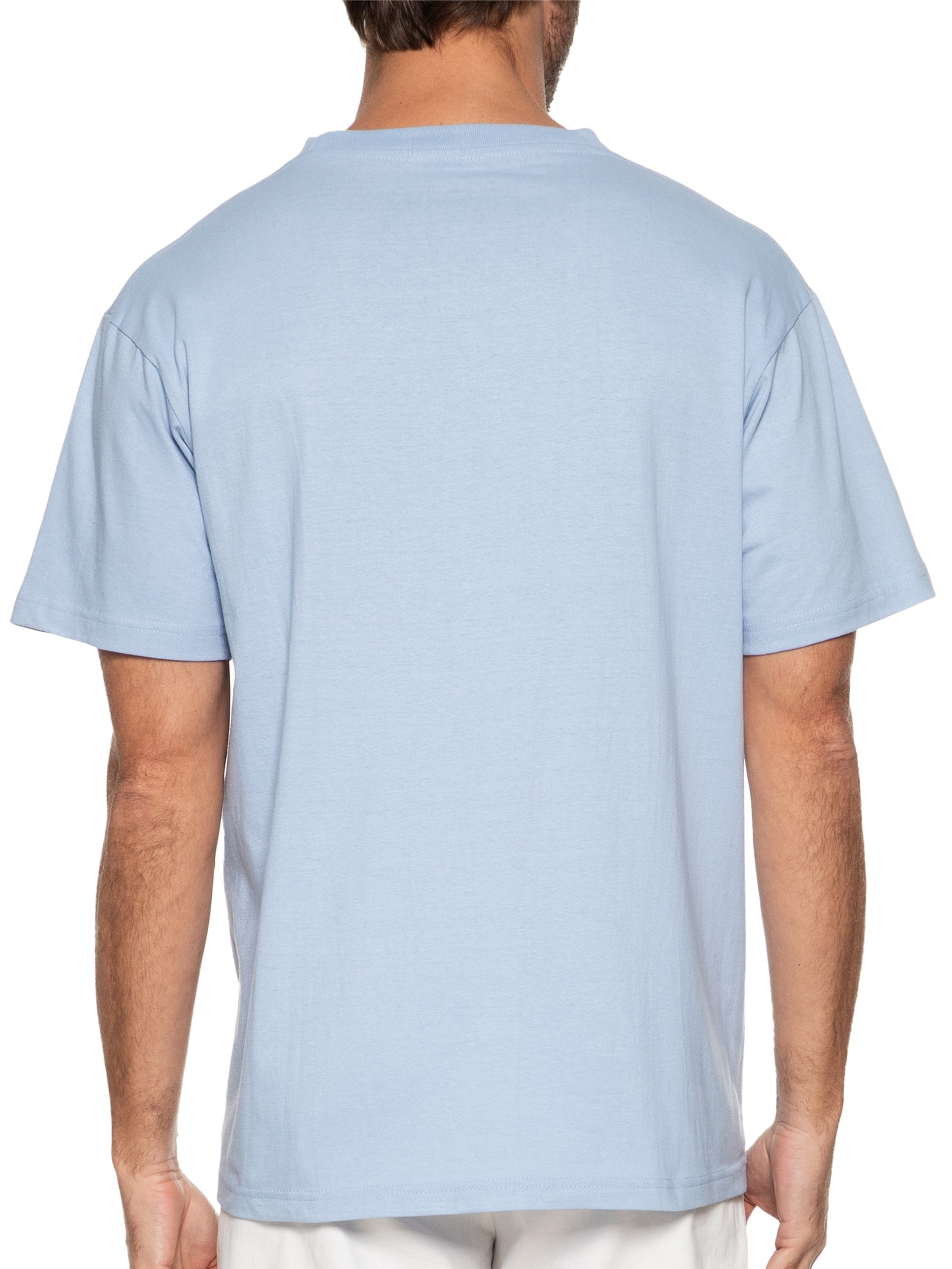 Camiseta Masculina Oversized Gola Redonda Azul Basiq Men