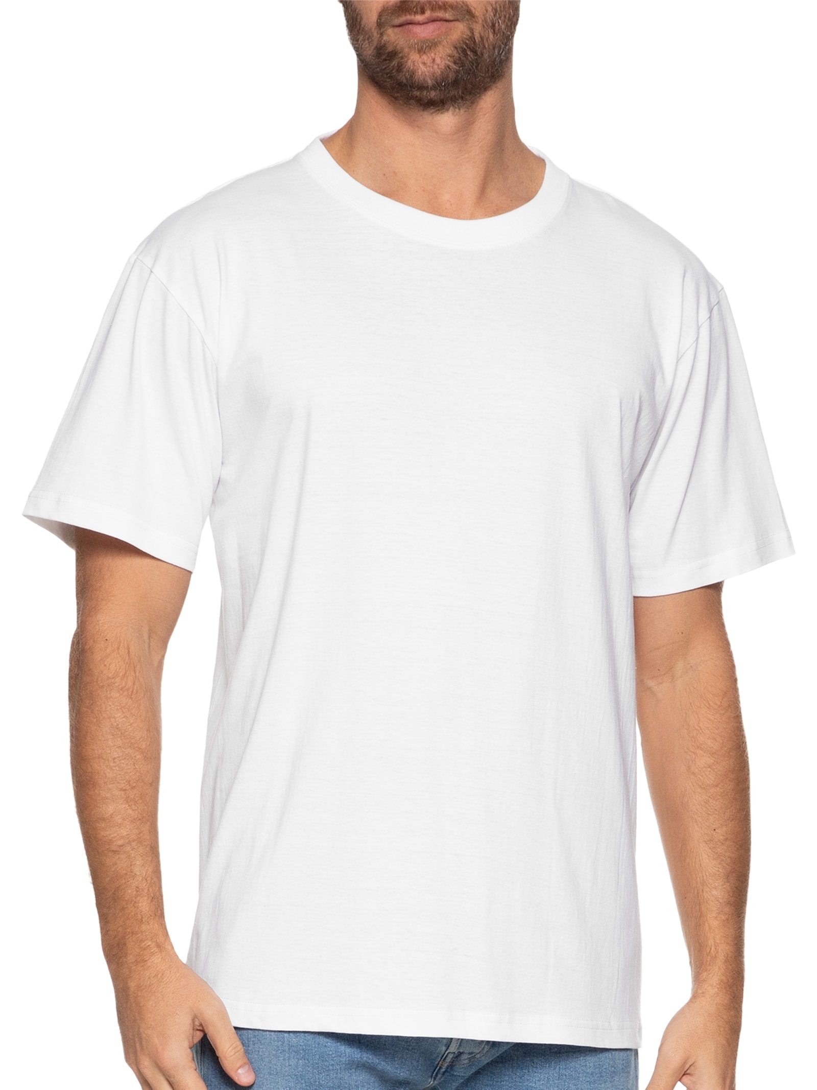 Camiseta Masculina Oversized Gola Redonda Branco Basiq Men