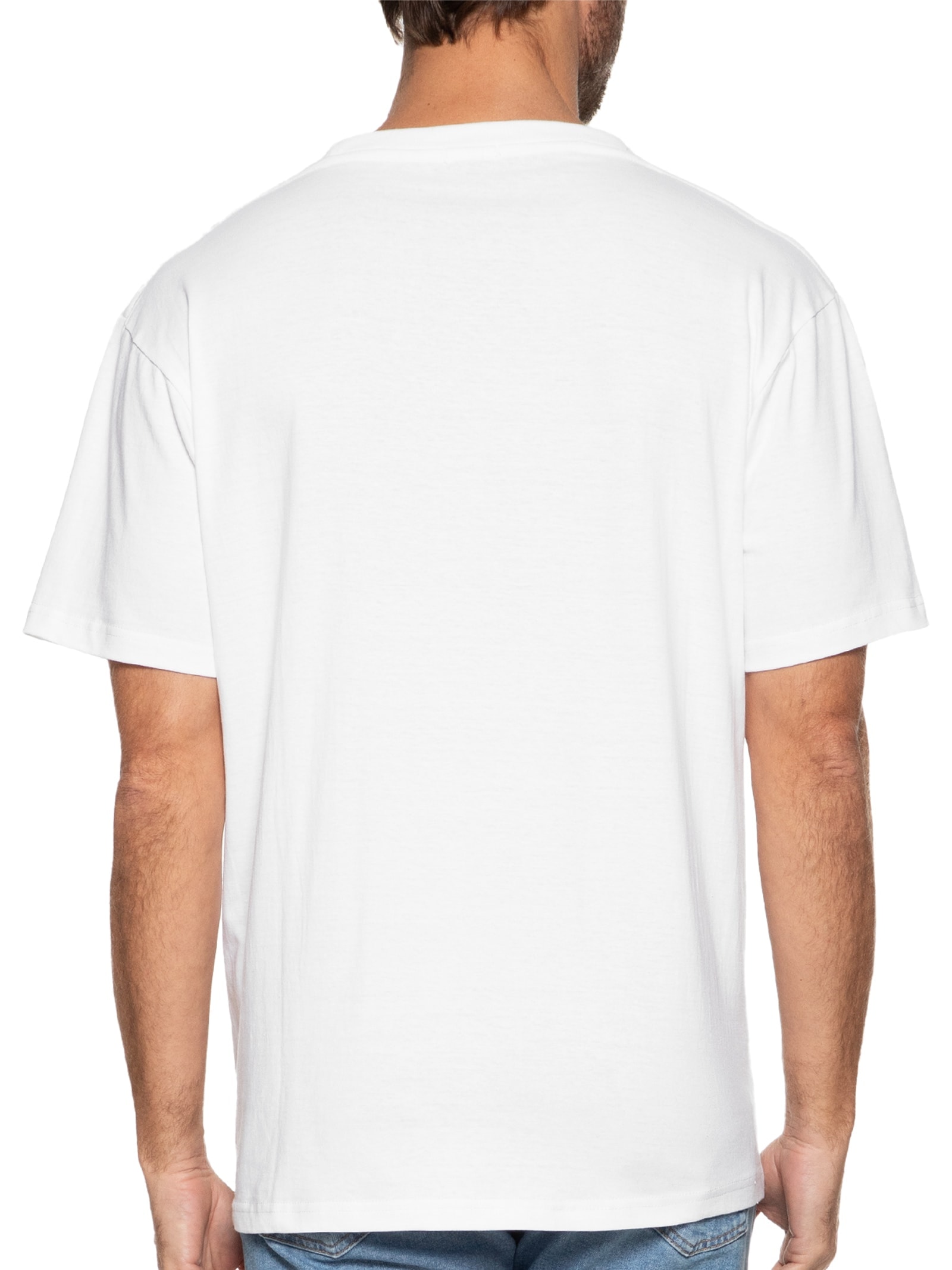 Camiseta Masculina Oversized Gola Redonda Branco Basiq Men