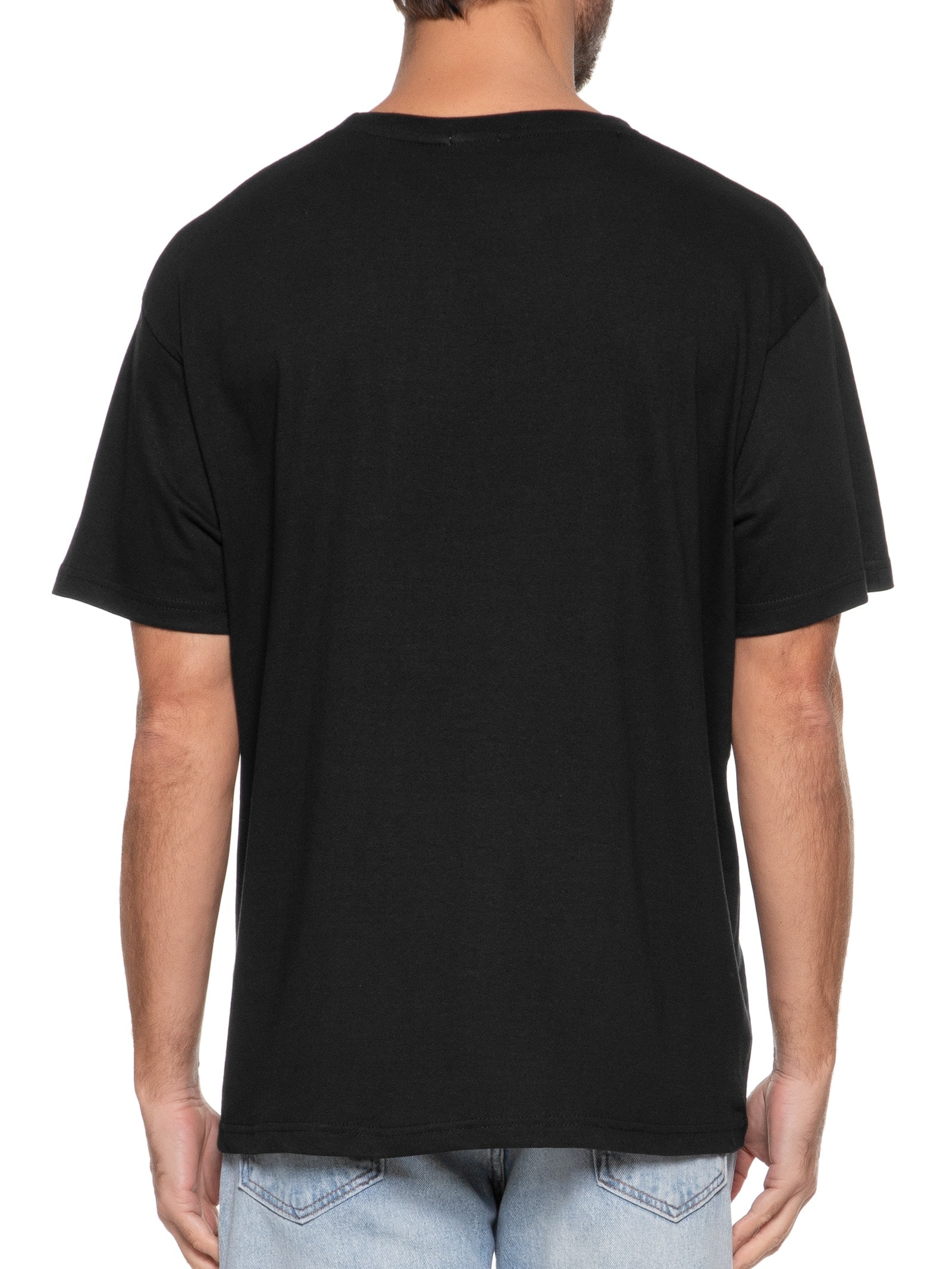Camiseta Masculina Oversized Gola Redonda Preto Basiq Men