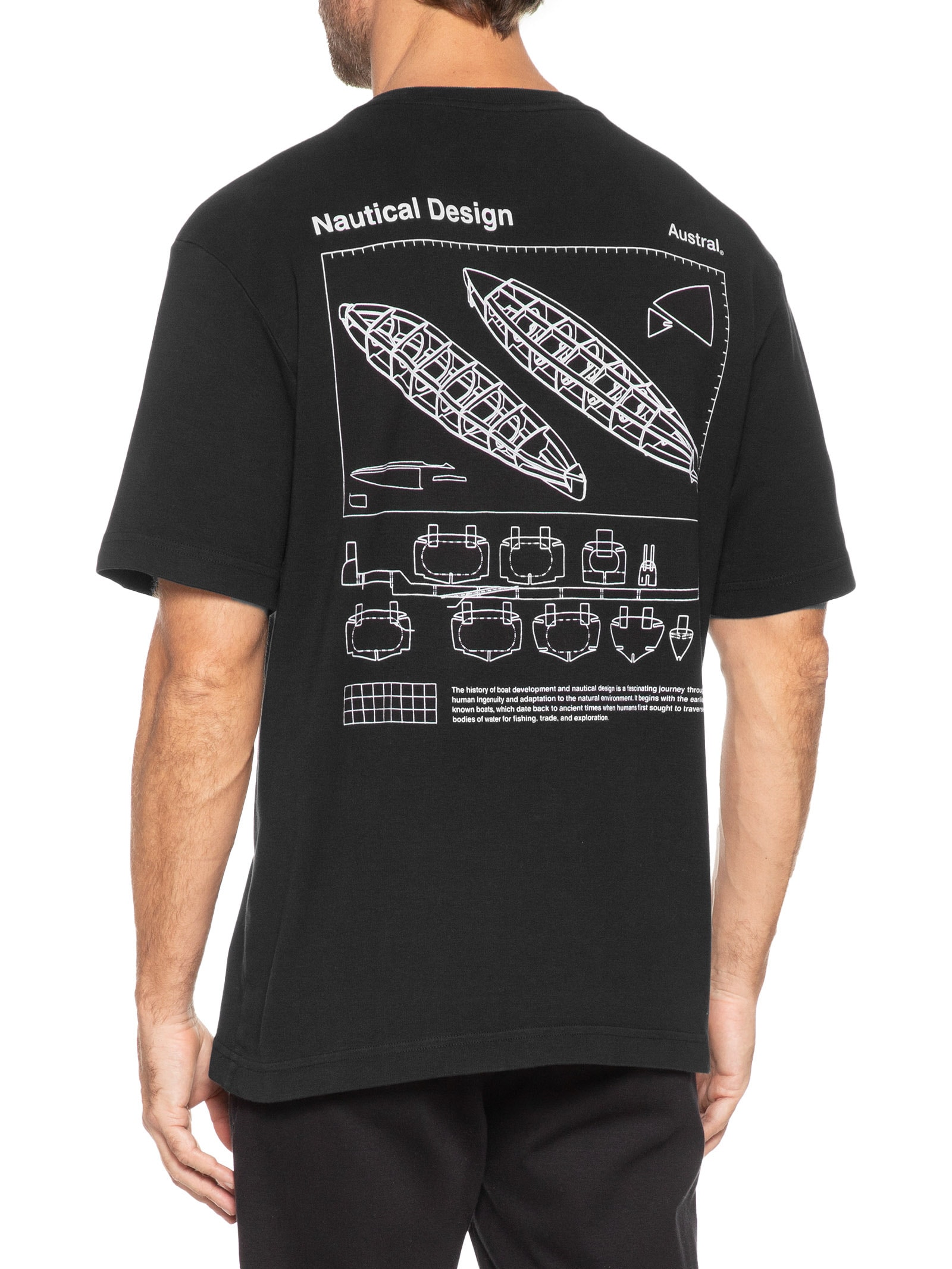 Camiseta Masculina Oversized Nautical Preto Austral