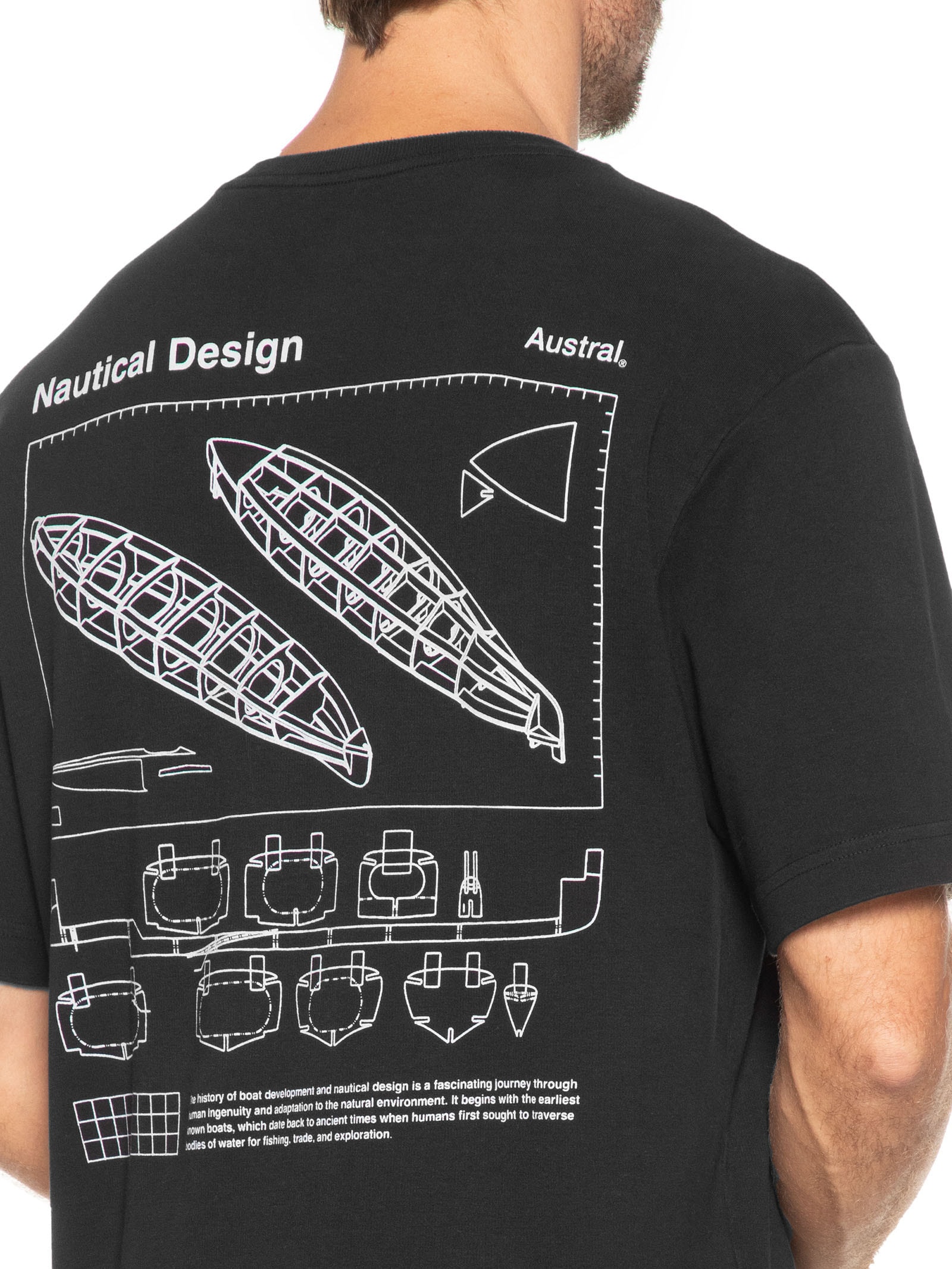 Camiseta Masculina Oversized Nautical Preto Austral