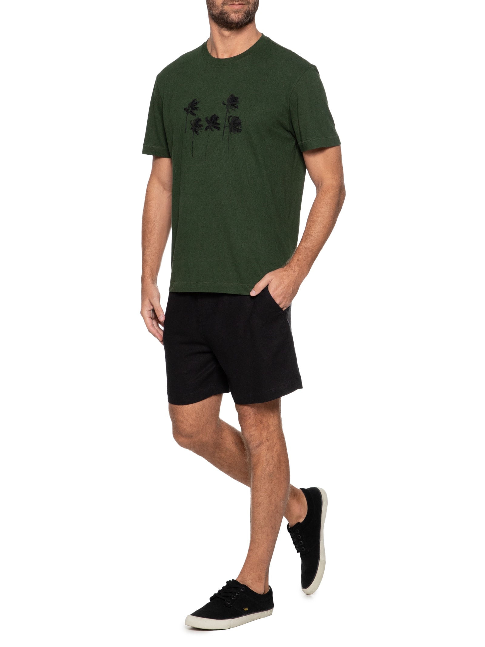 Camiseta Masculina Palm Tree Juta Verde Osklen