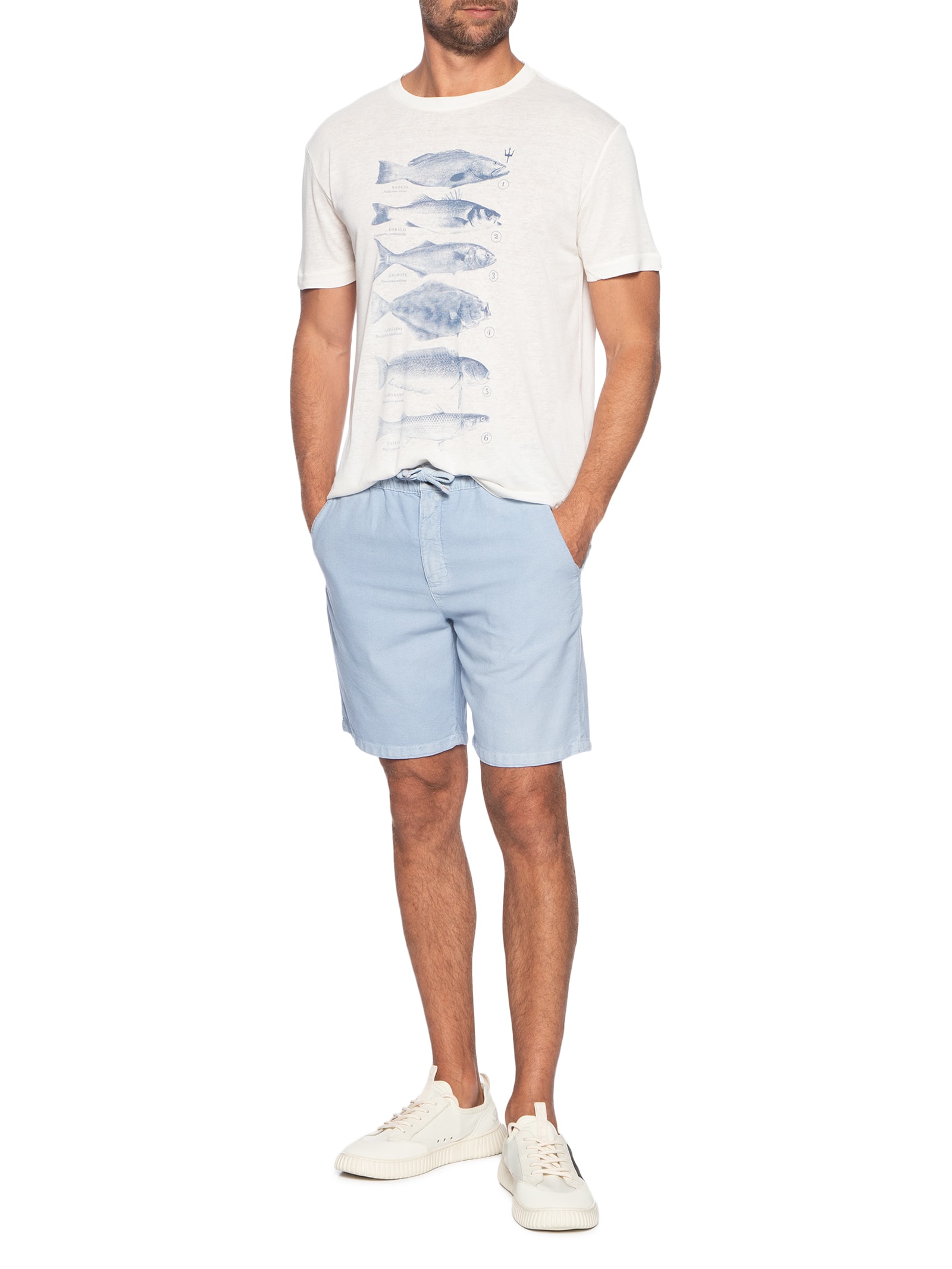 Camiseta Masculina Peixes Species Caiçara Branco Osklen
