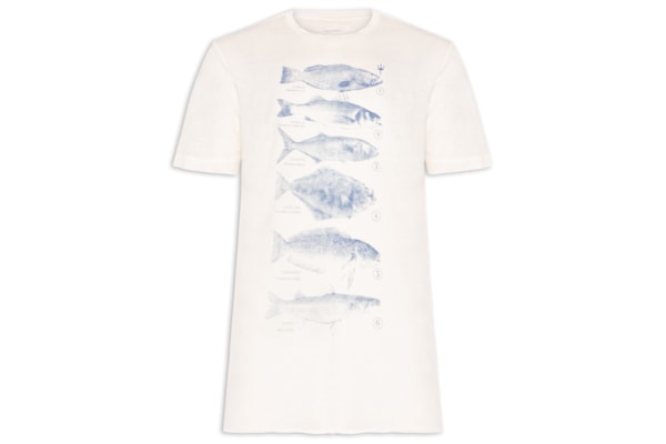 Camiseta Masculina Peixes Species Caiçara - Branco