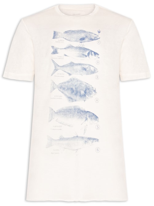 Camiseta Masculina Peixes Species Caiçara – Branco