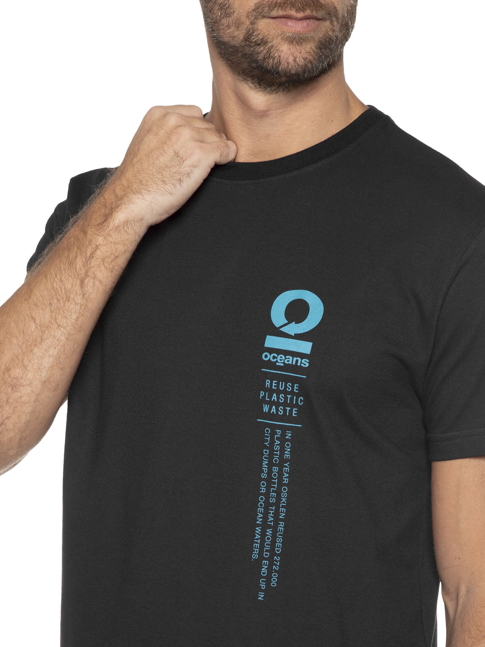 Camiseta Masculina Pet Reuse Plastic Waste Preto Osklen