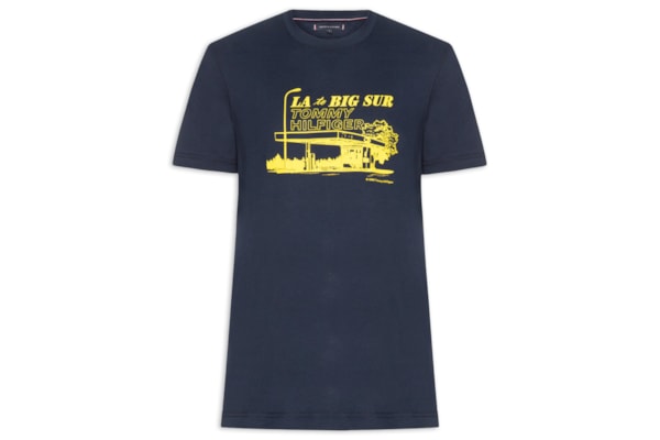 Camiseta Masculina Photo Print Graphic - Azul
