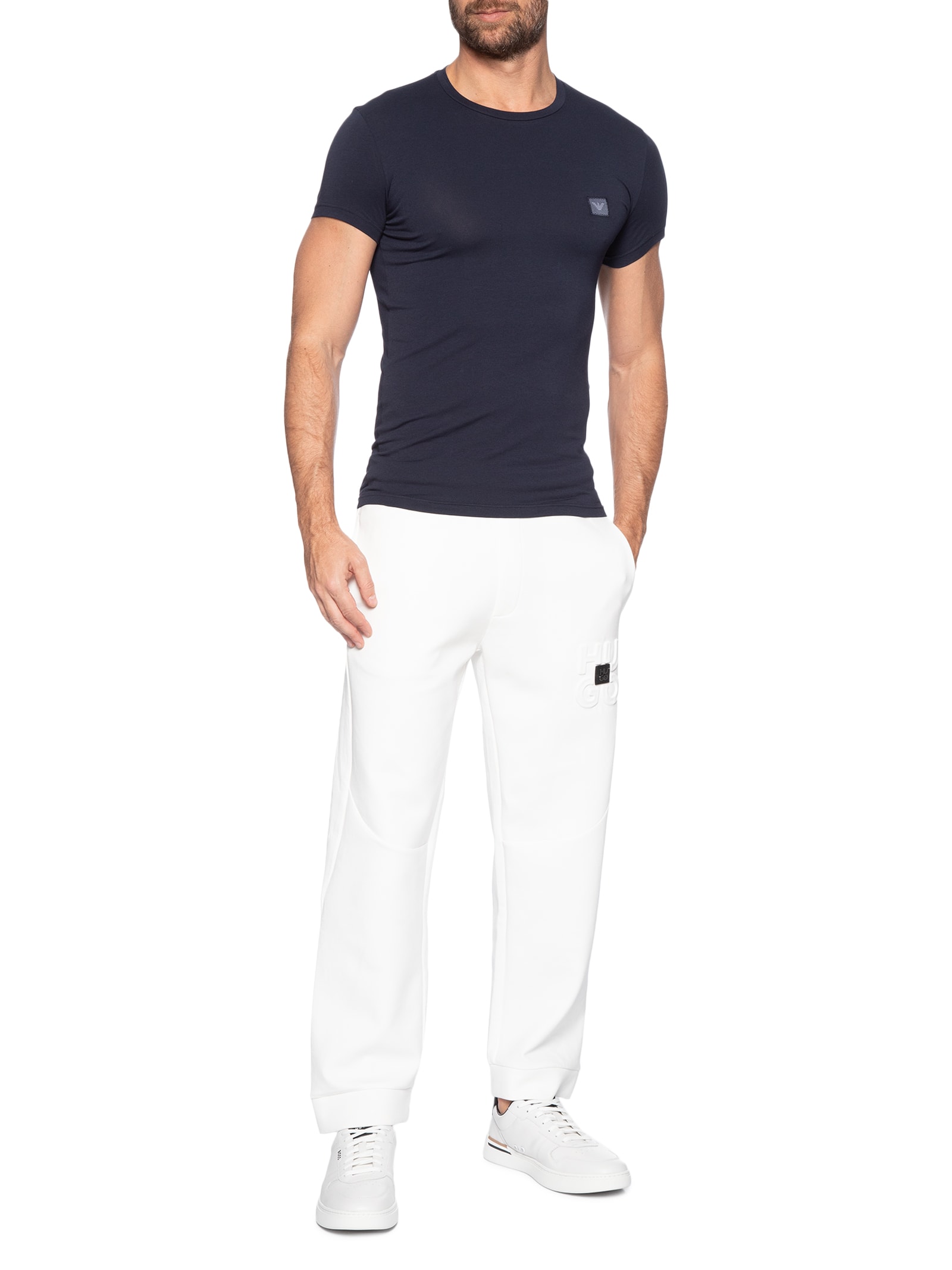 Camiseta Masculina Pijama Manga Curta Sleeve Crew Neck Azul Emporio Armani Bodywear