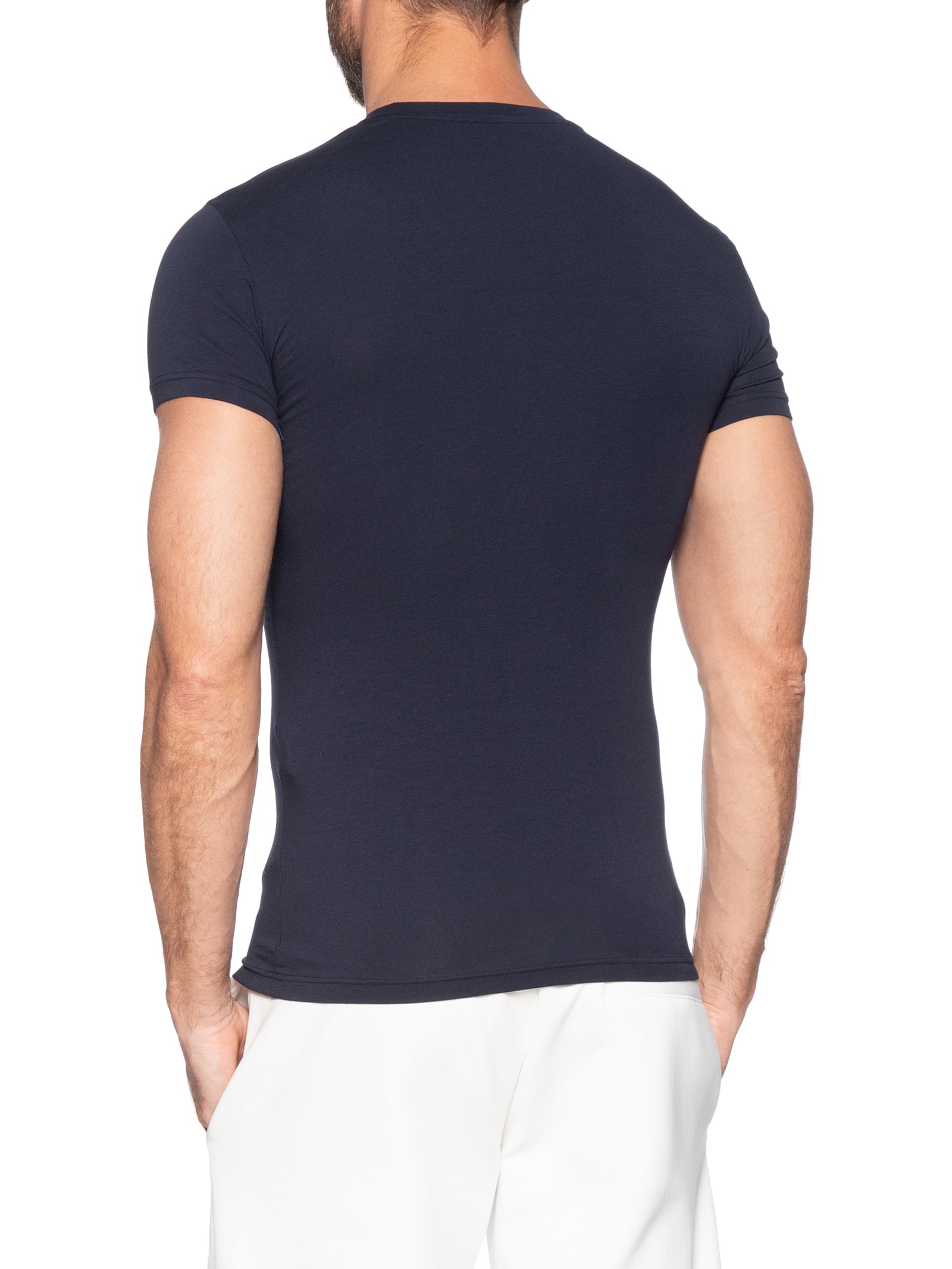 Camiseta Masculina Pijama Manga Curta Sleeve Crew Neck Azul Emporio Armani Bodywear