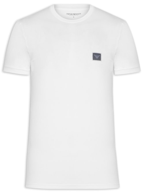 Camiseta Masculina Pijama Manga Curta Sleeve Crew Neck – Branco