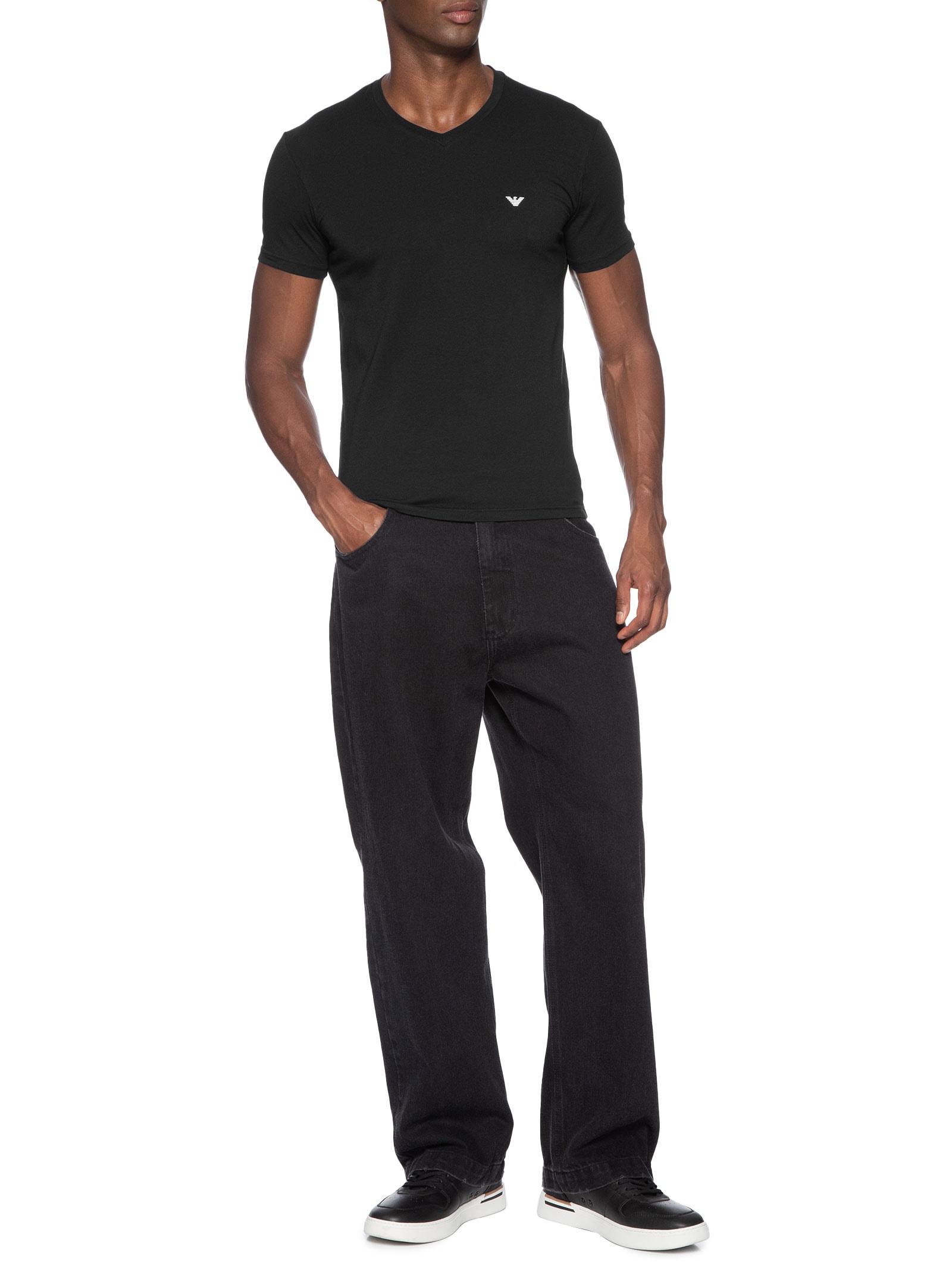 Camiseta Masculina Pijama Mc Parte Alta Sleeve Preto Emporio Armani Bodywear