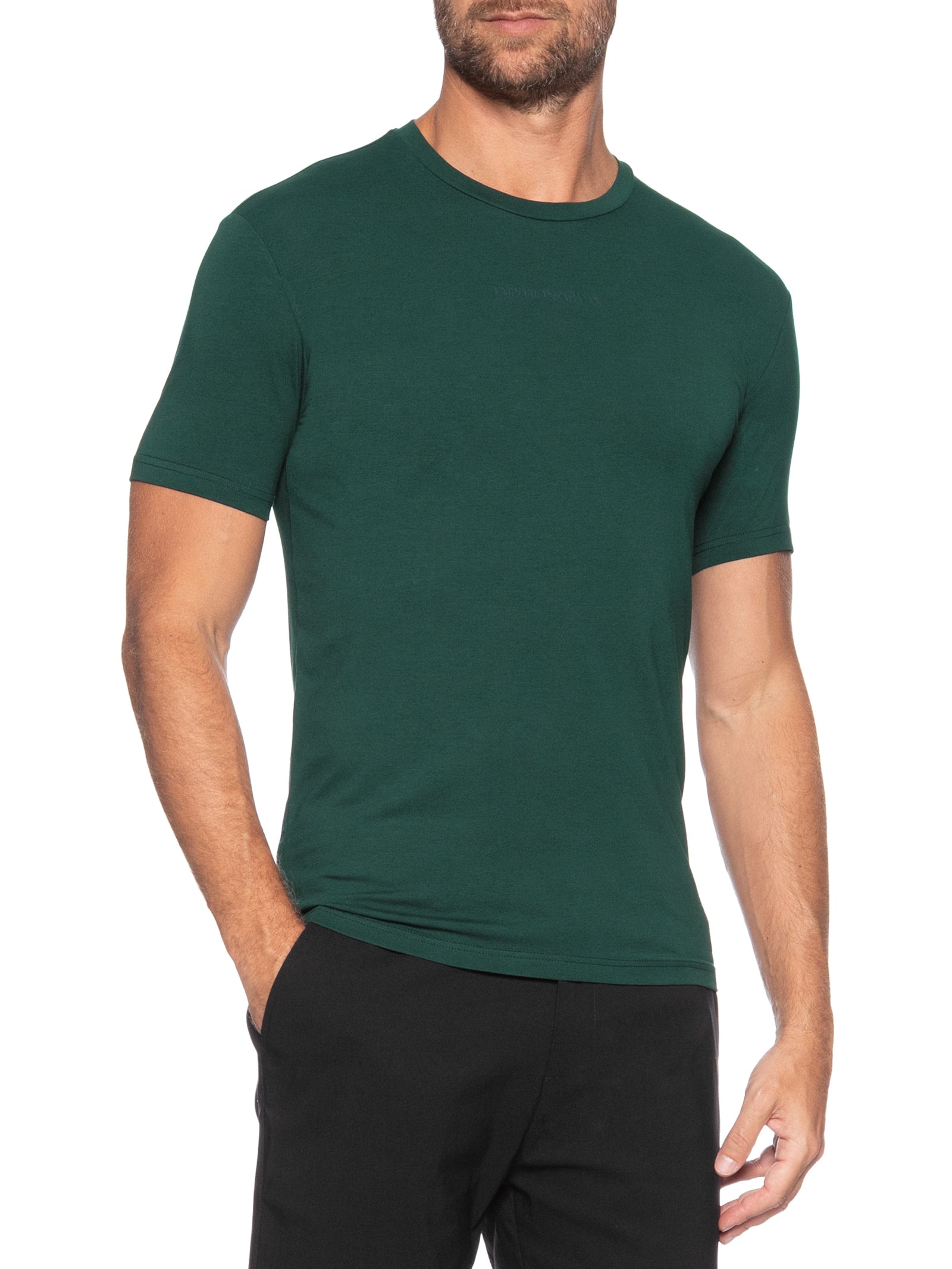 Camiseta Masculina Pijama Mc Sleeve Parte Alta Verde Emporio Armani Bodywear