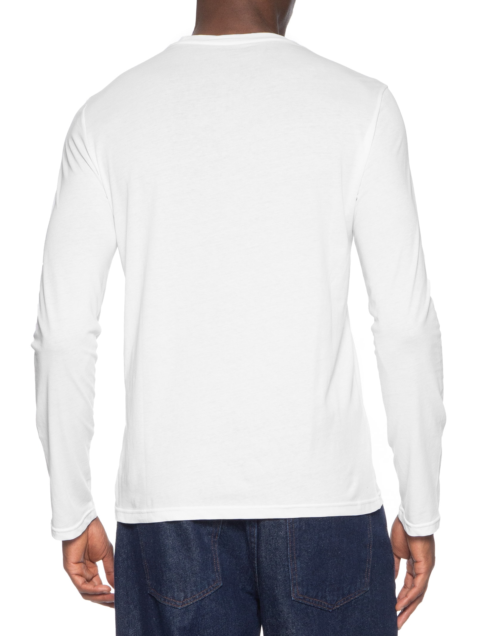 Camiseta Masculina Pijama ML Sleeve Crew Neck Branco Emporio Armani Bodywear