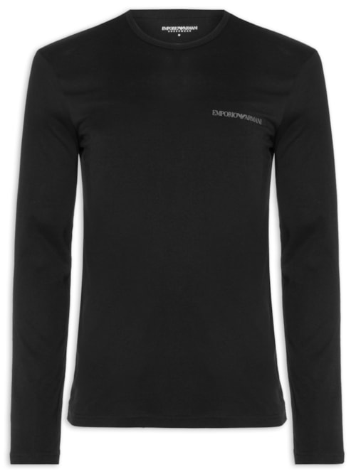 Camiseta Masculina Pijama ML Sleeve Crew Neck – Preto