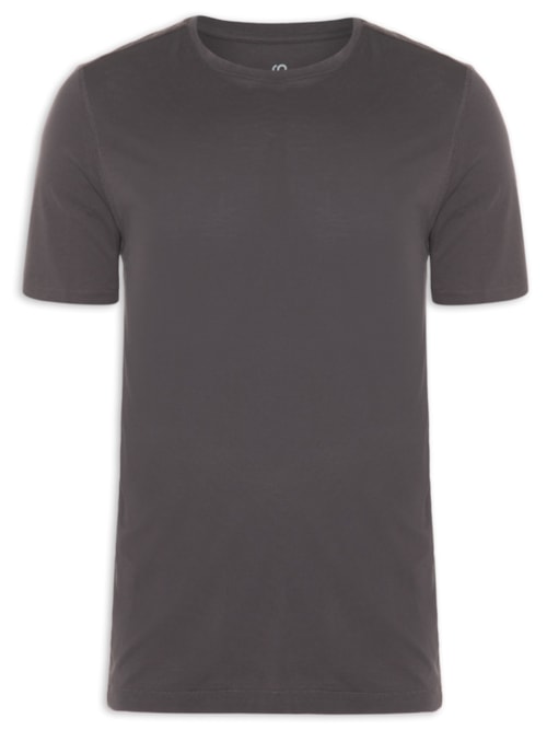 Camiseta Masculina Pima Berlim Gola Careca Manga Curta Regular Fit - Cinza