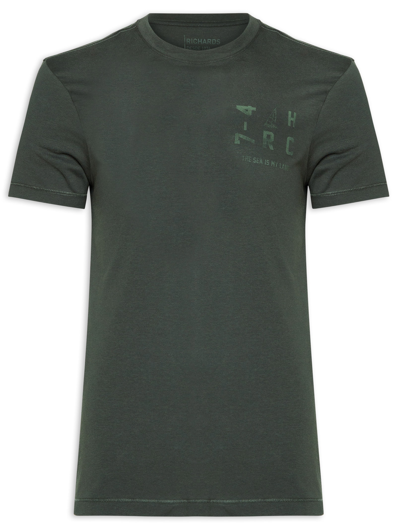 Camiseta Masculina Pima Estampa Vela Verde Richards