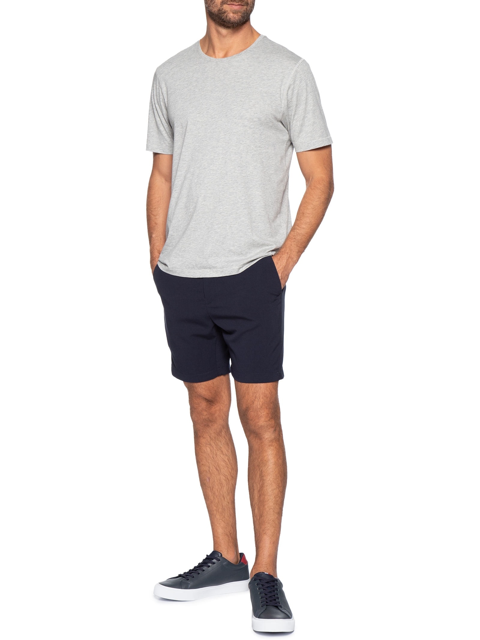 Camiseta Masculina Pima Manga Curta Cinza '2 Essential