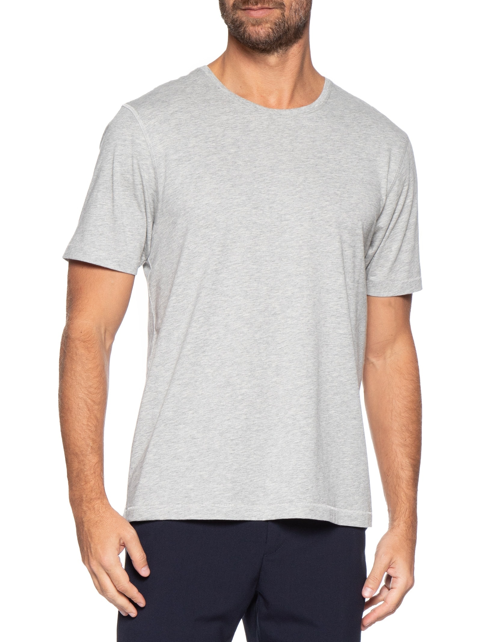 Camiseta Masculina Pima Manga Curta Cinza '2 Essential