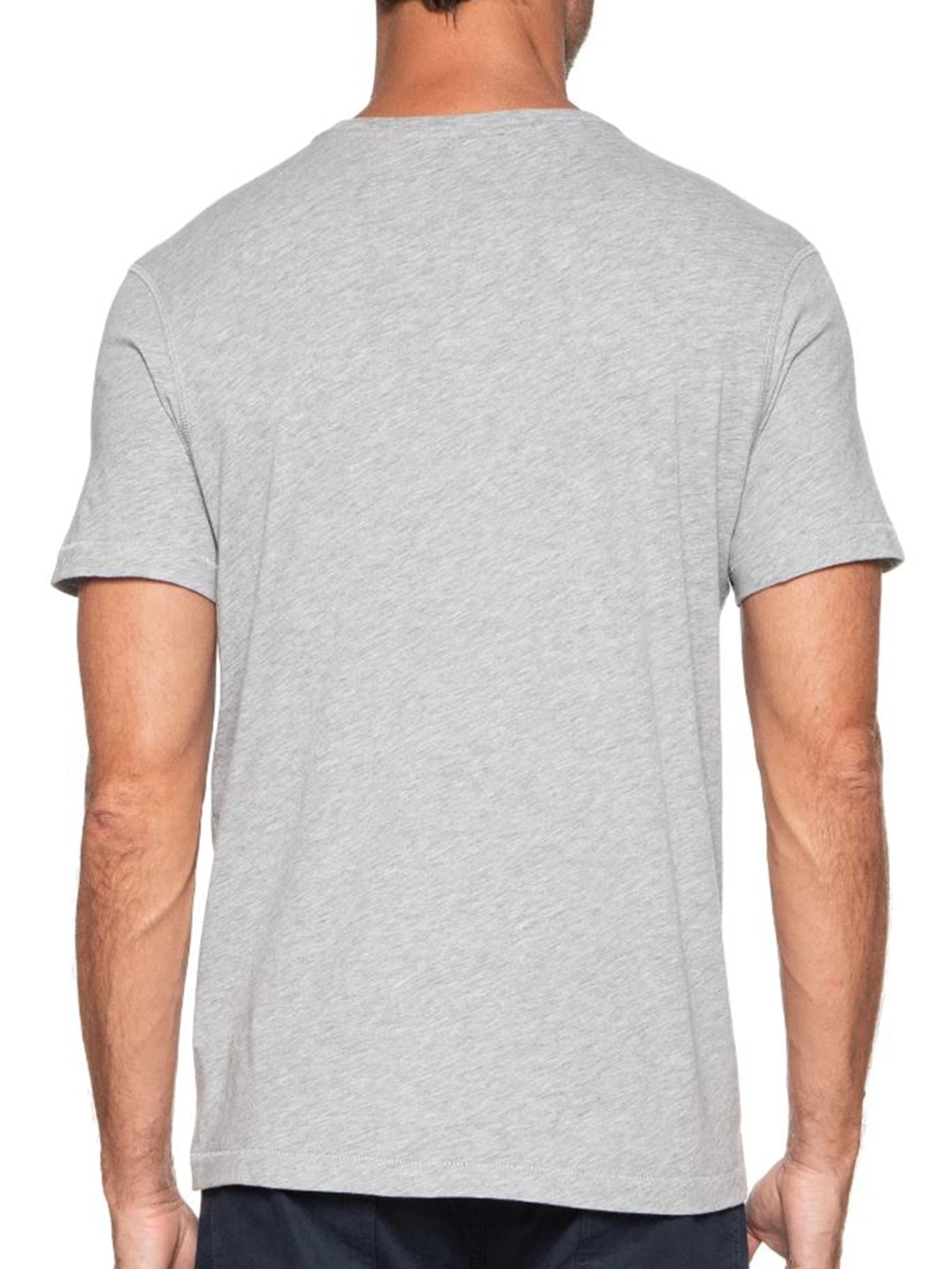Camiseta Masculina Pima Manga Curta Gola V Regular Fit Cinza '2 Essential