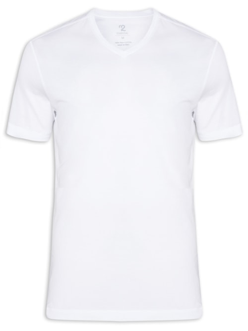Camiseta Masculina Pima Manga Curta Gola V Regular Fit – Off White