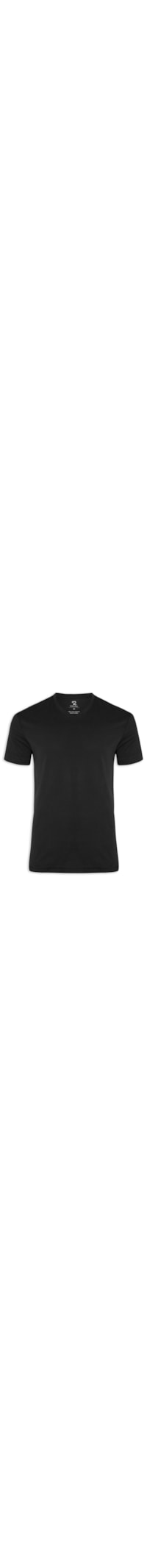 Camiseta Masculina Pima Manga Curta Gola V Regular Fit - Preto