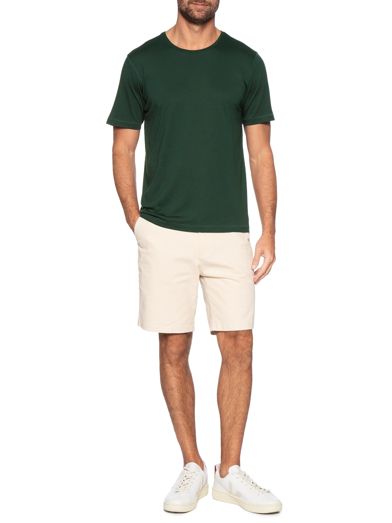 Camiseta Masculina Pima Manga Curta Verde '2 Essential