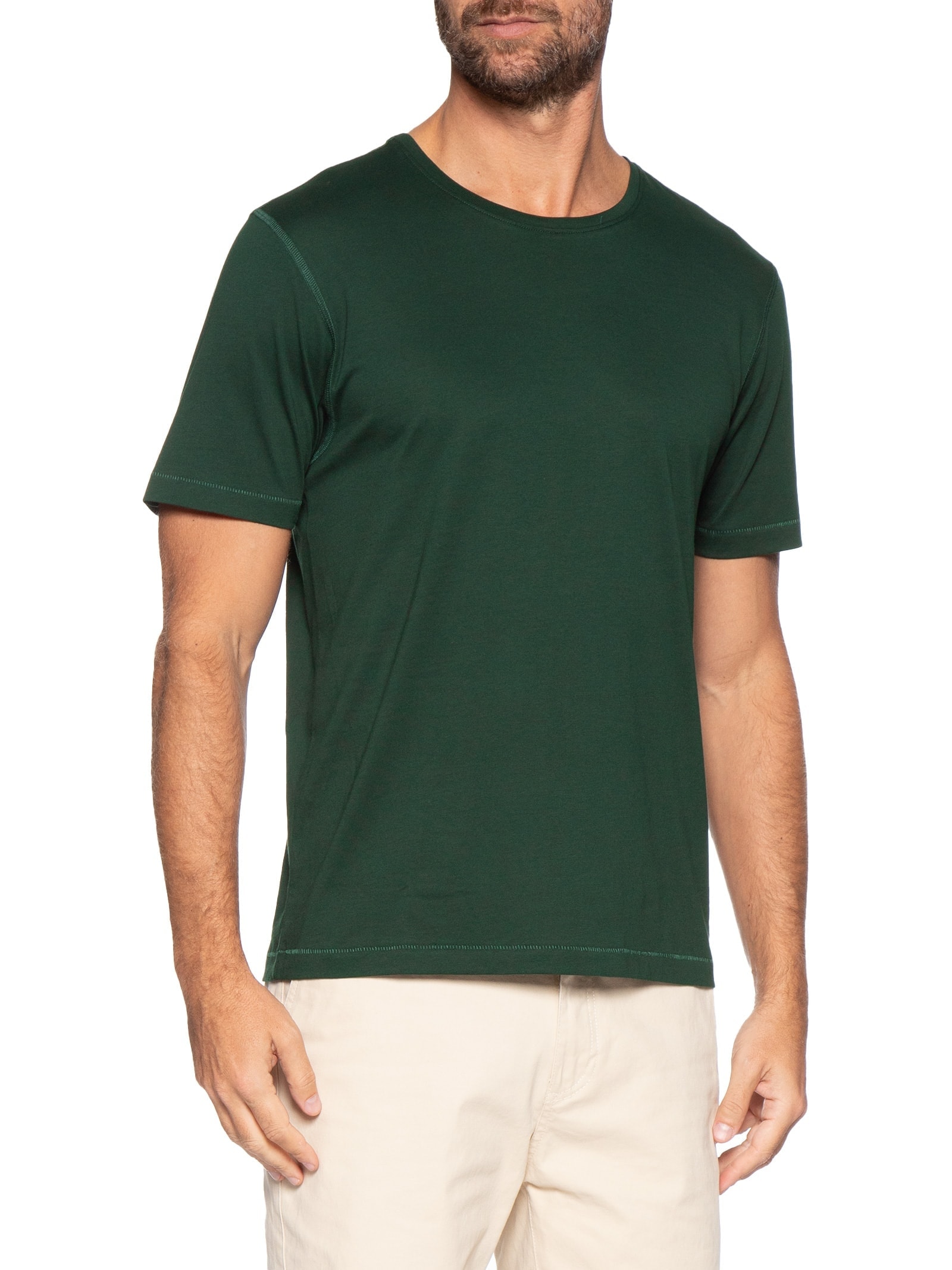 Camiseta Masculina Pima Manga Curta Verde '2 Essential