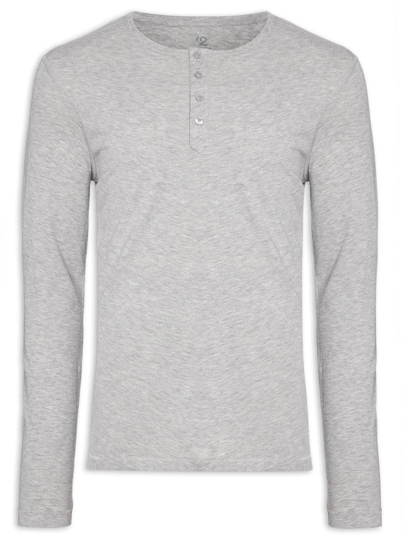 Camiseta Masculina Pima Manga Longa Com Botões Regular Fit Cinza '2 Essential