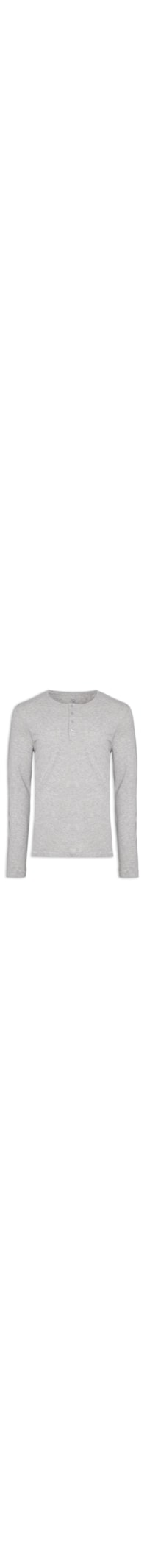 Camiseta Masculina Pima Manga Longa Com Botões Regular Fit - Cinza
