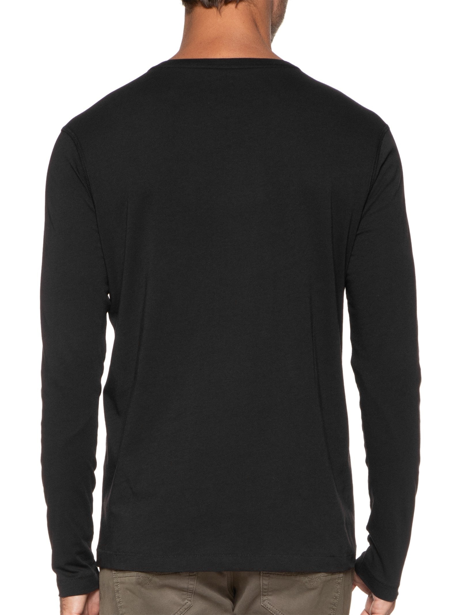Camiseta Masculina Pima Manga Longa Com Botões Regular Fit Preto '2 Essential