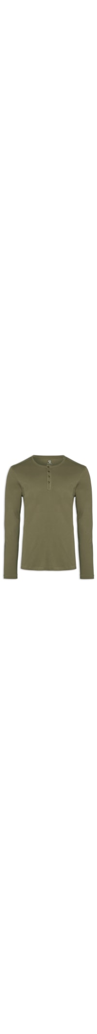 Camiseta Masculina Pima Manga Longa Com Botões Regular Fit - Verde