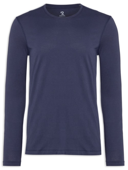 Camiseta Masculina Pima Manga Longa Gola Redonda – Azul