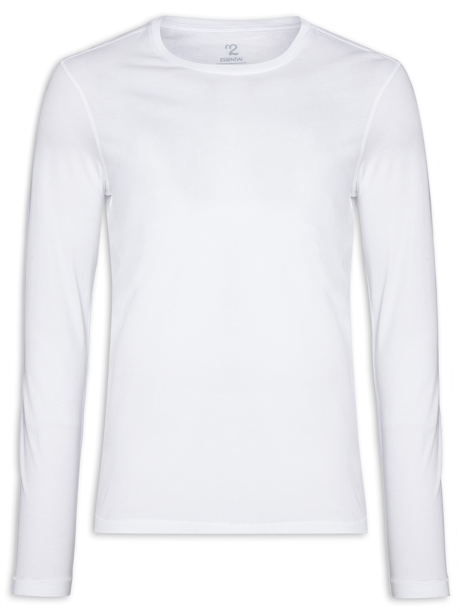 Camiseta Masculina Pima Manga Longa Gola Redonda Branco '2 Essential