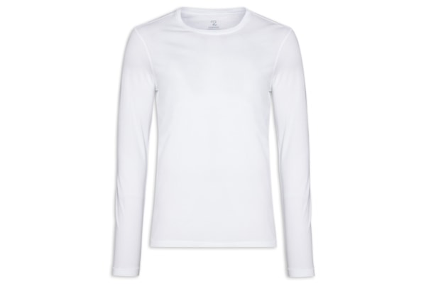 Camiseta Masculina Pima Manga Longa Gola Redonda - Branco